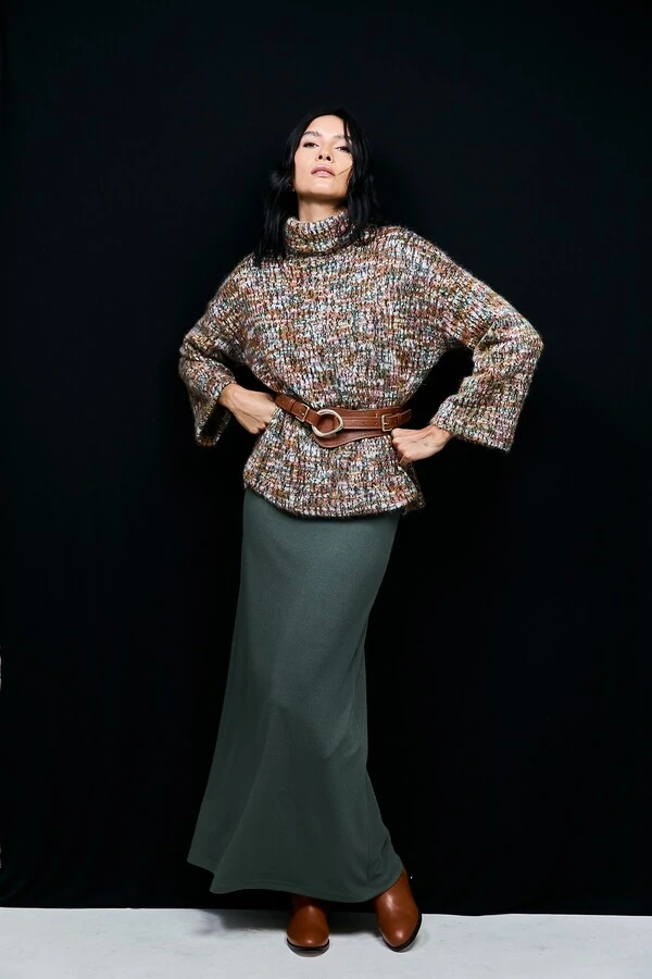 Blusa Gola Alta Oversized Multicolorida