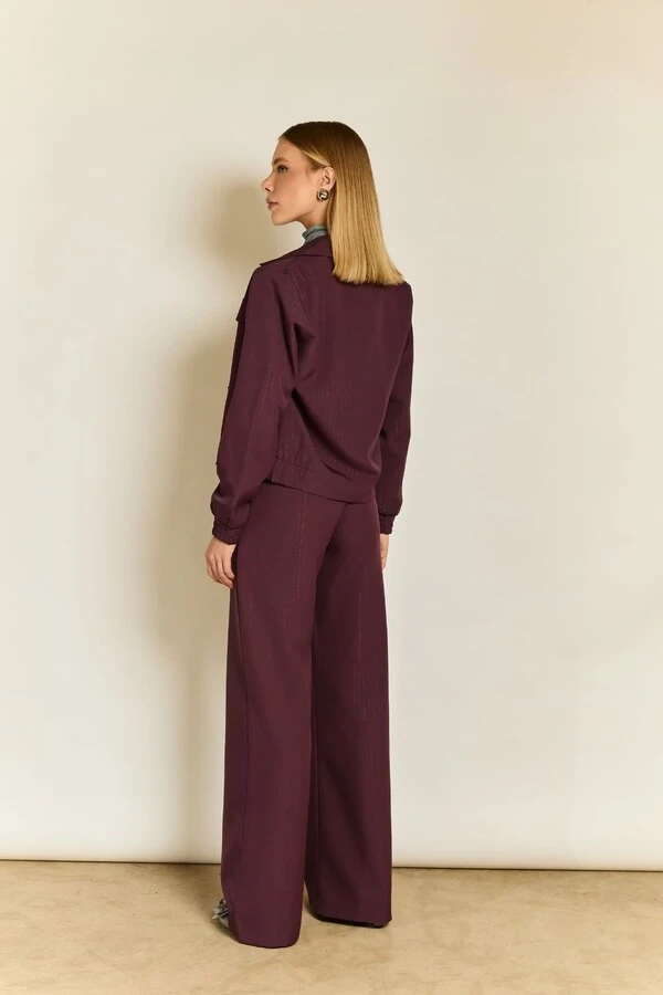 Calça Reta Alfaiataria Risca Lurex