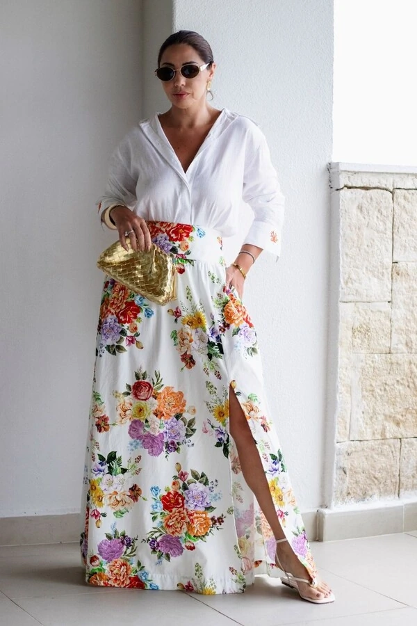 Saia Maxi Tricoline Floral