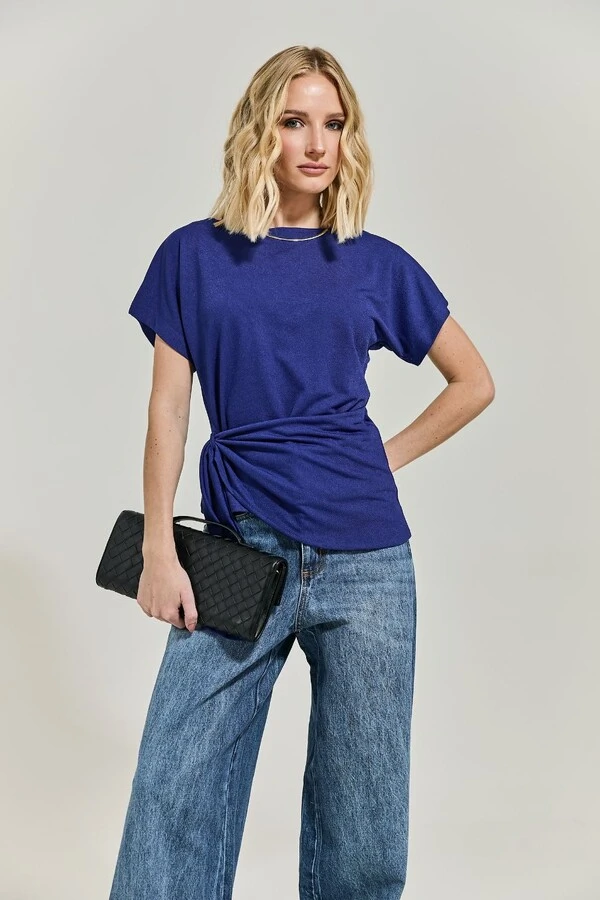 Blusa Malha Texturizada com Amarração
