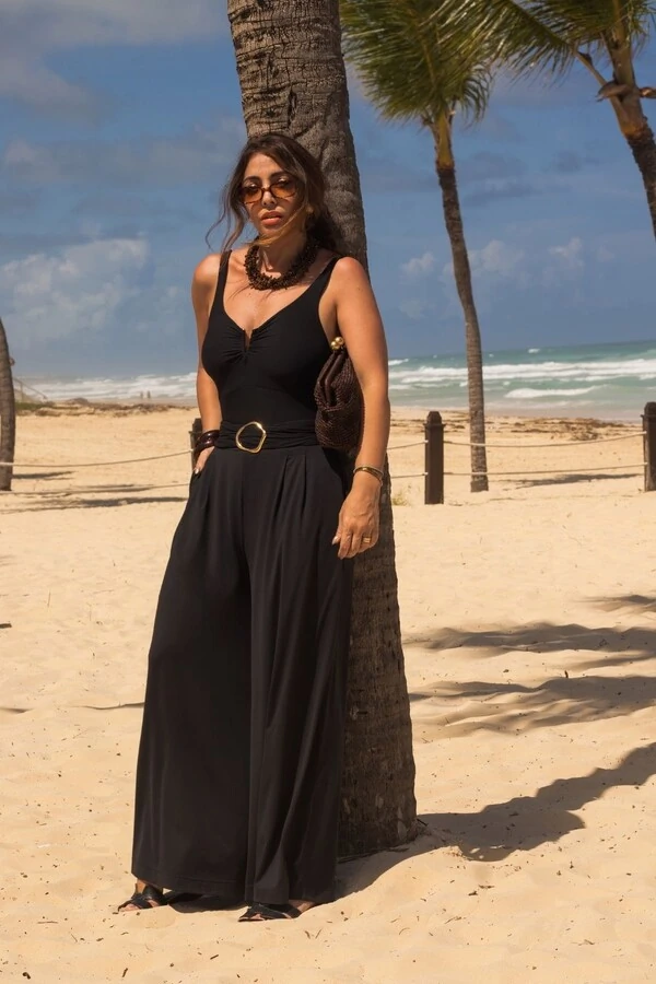 Calça Pregas C/ Faixa