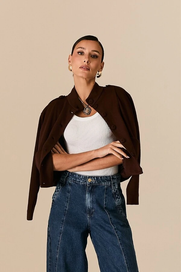 Blusa Malha Canelada Sem Costura