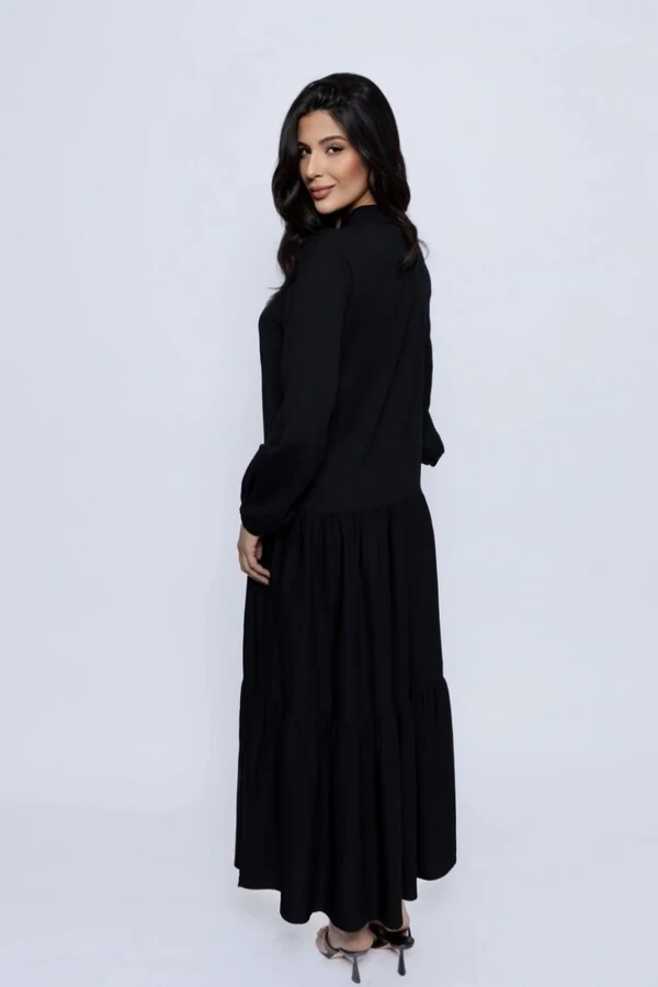 Vestido Amplo Manga Longa Maria e Abotoamento Frontais