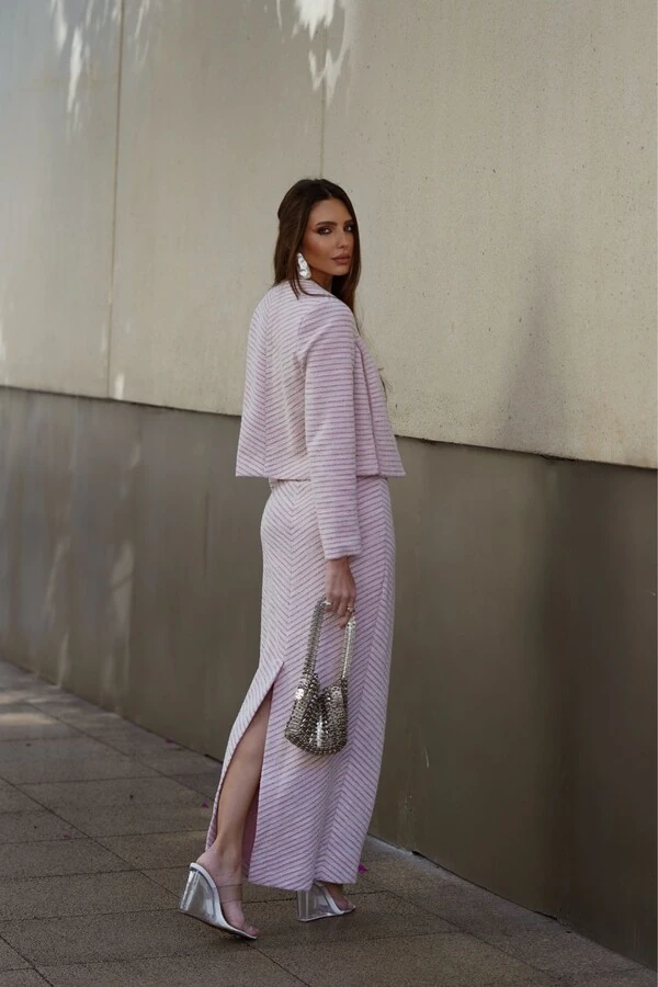 Saia Longa Malha Tweed