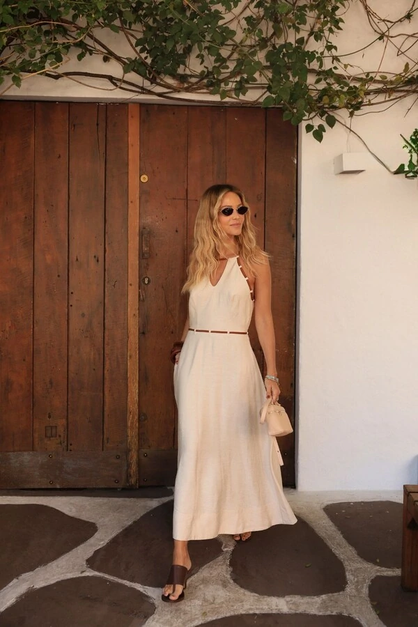 Vestido Midi Viés Contrastante