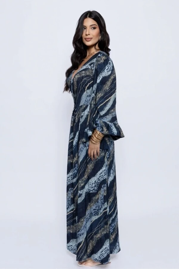 Vestido Longo Estampa Marmorizada