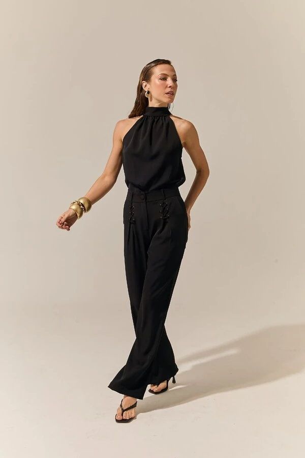 Blusa Halter Laço Crepe