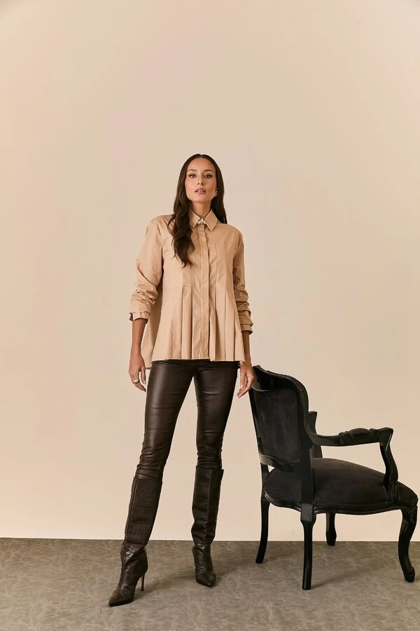 Camisa Tricoline Com Pregas