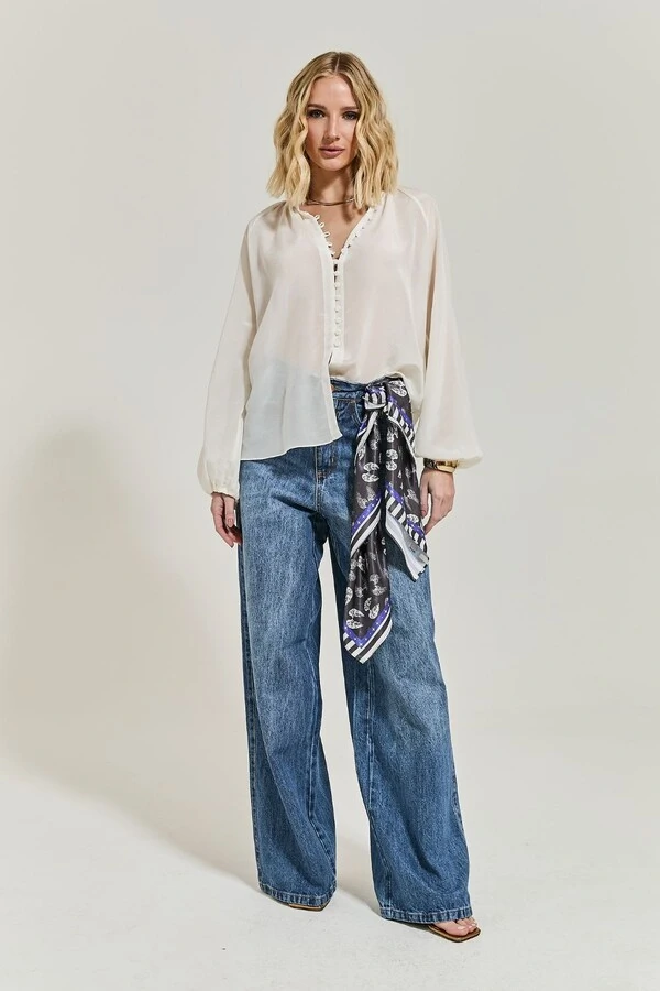 Calça Jeans Wide Leg Estonada