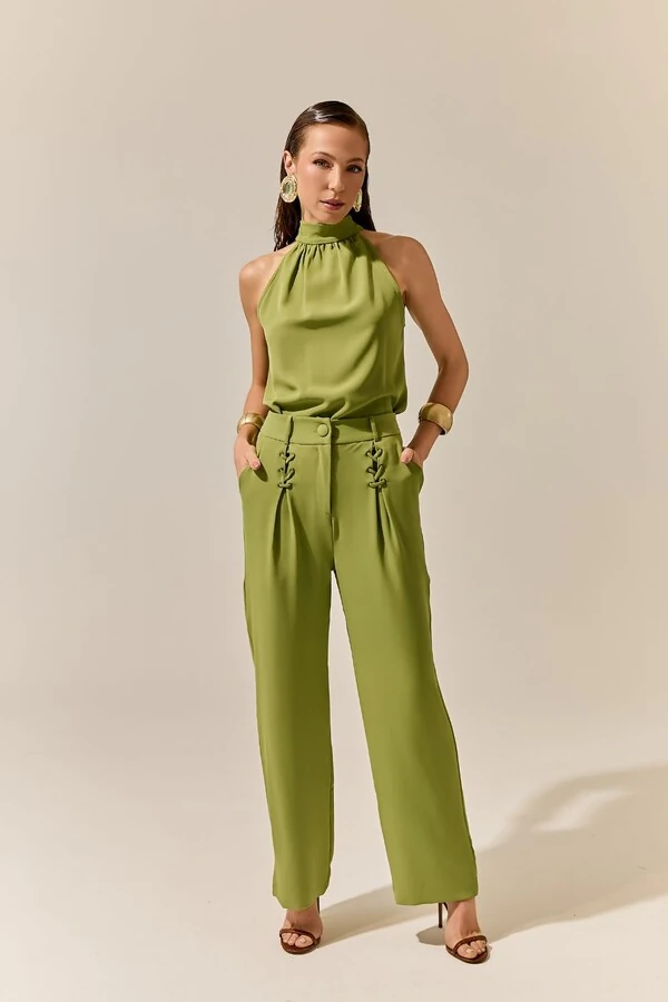 Blusa Halter Laço Crepe