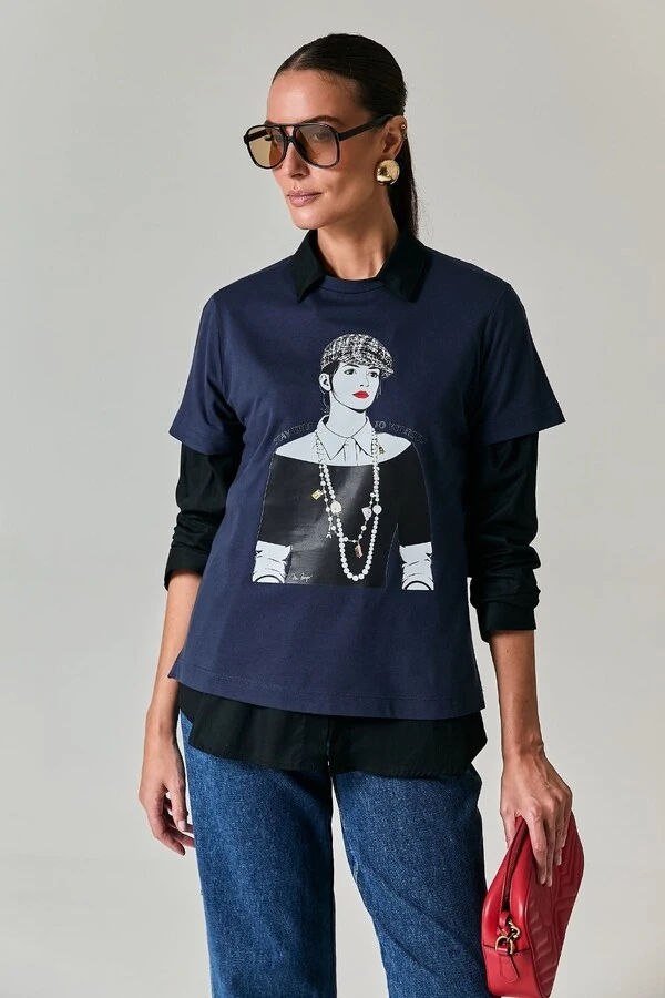 T-shirt Algodão Estampa Andrea Boina