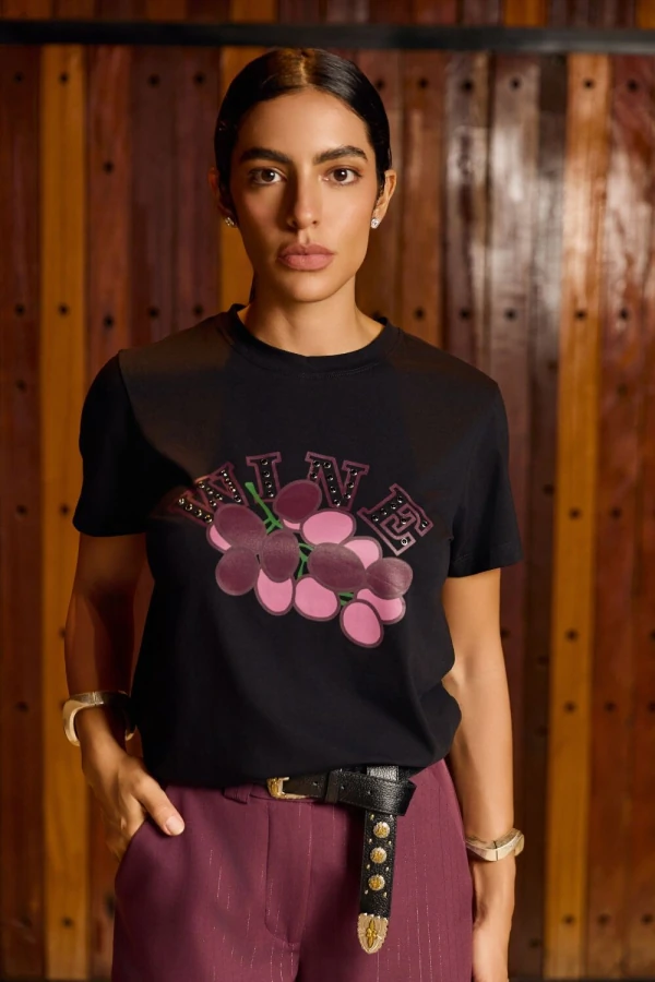 T-shirt Retinha Estampa Wine