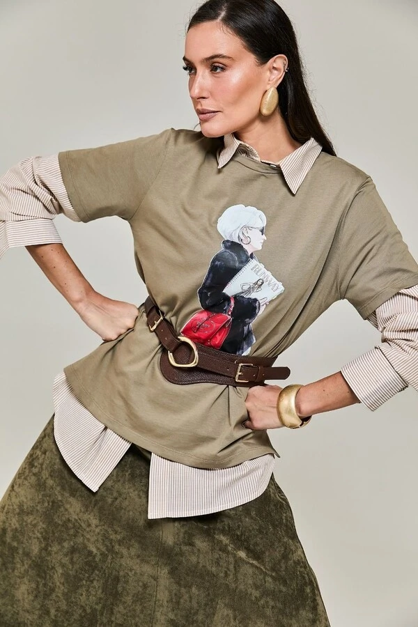 T-shirt Algodão Estampa Miranda