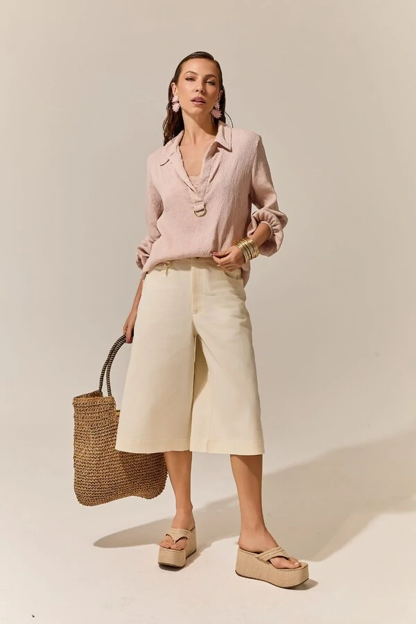 Camisa Over Linho Canele