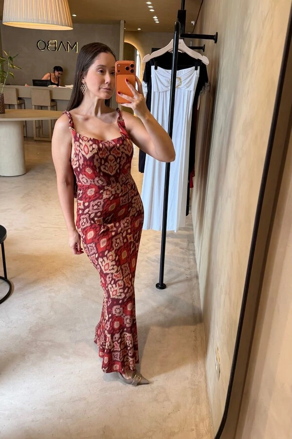 Vestido Longo Estampa Tapeçaria