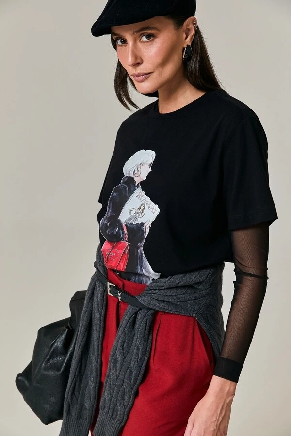 T-shirt Algodão Estampa Miranda