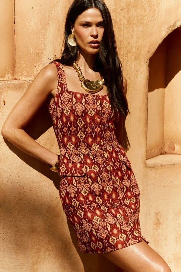 Vestido Curto Jacquard
