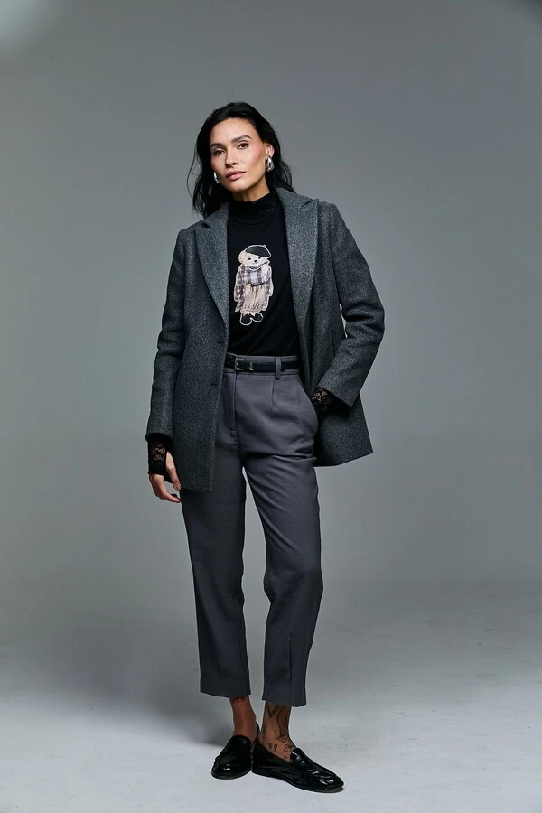 Casaco Alongado Em Lã Batida Mescla