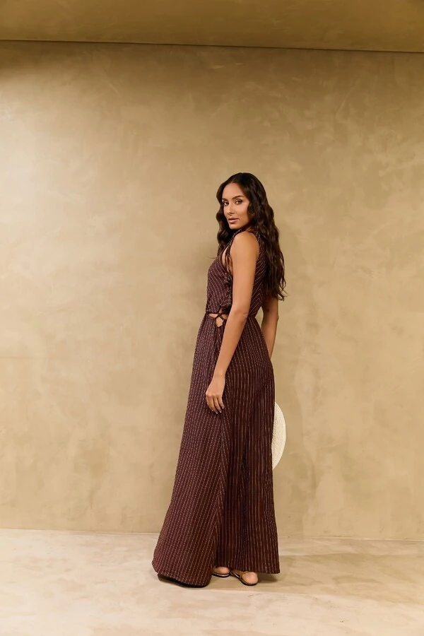 Vestido Longo Risca de Giz