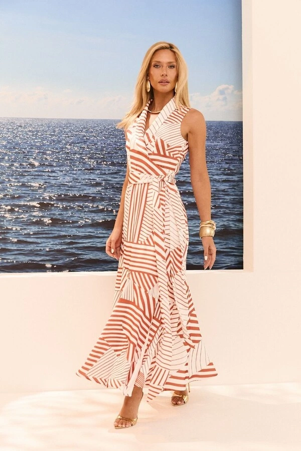 Vestido Cachequer Estampa Geométrica