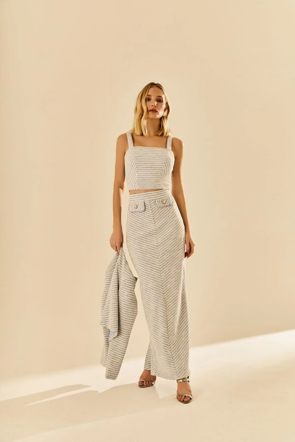 Saia Longa Malha Tweed