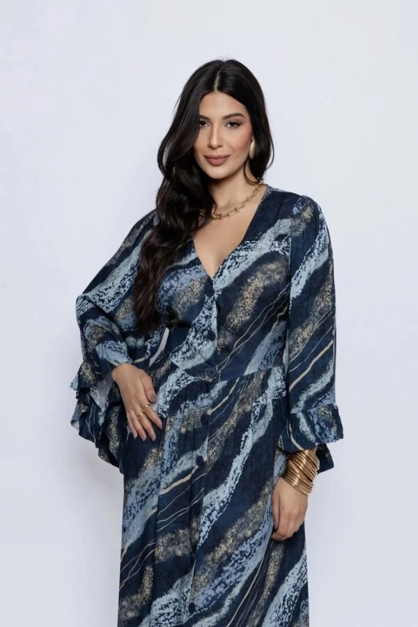 Vestido Longo Estampa Marmorizada