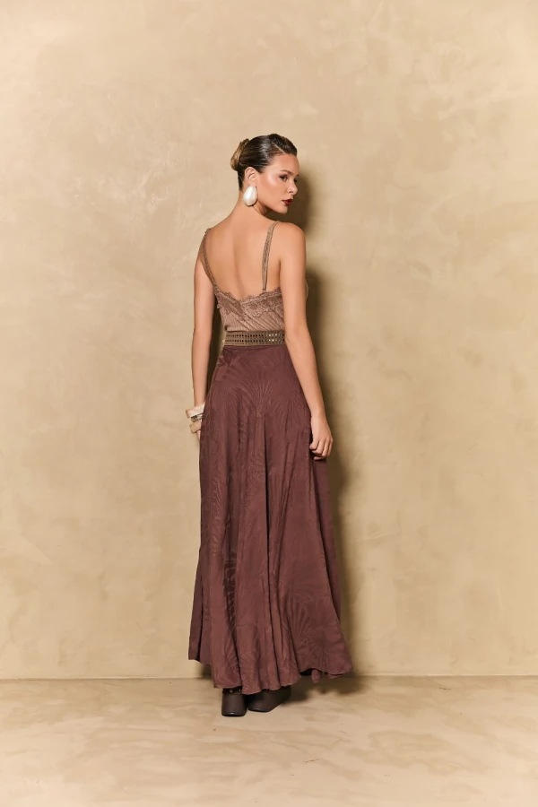 Regata Malha Canelada Decote C/ Renda