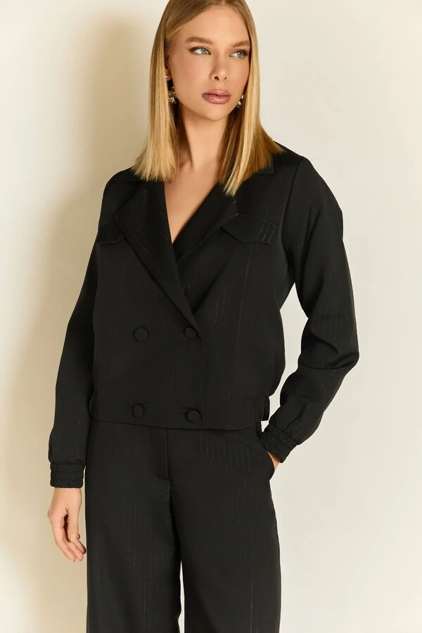 Jaqueta Bomber Risca Lurex