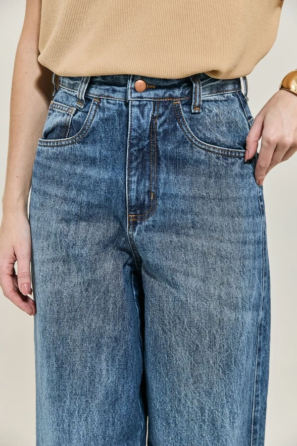 Calça Jeans Wide Leg Estonada