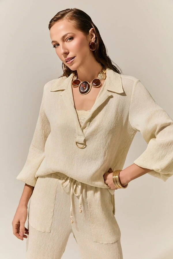 Camisa Over Linho Canele