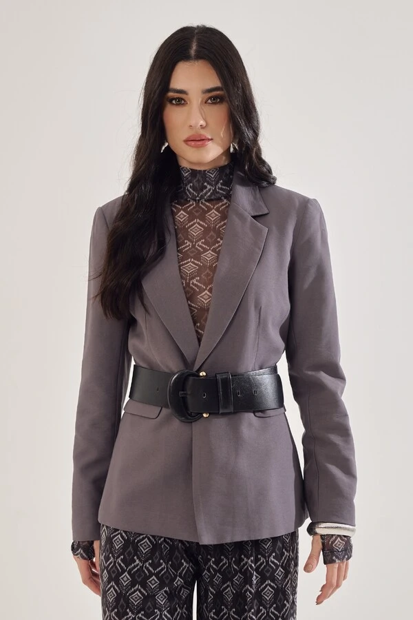 Blazer Alfaiataria Acinturado Com Lapela