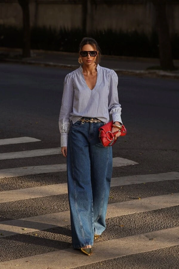 Calça Jeans Recorte Lateral