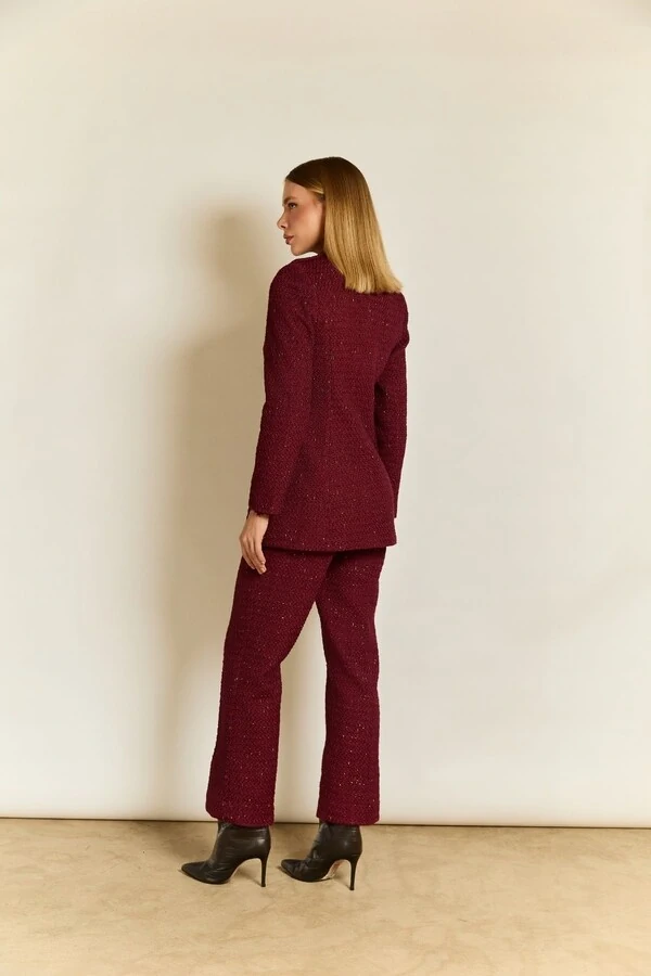 Calça Reta Tweed Lurex