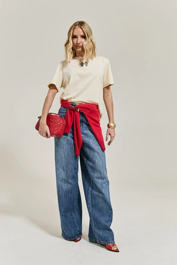Calça Jeans Wide Leg Estonada