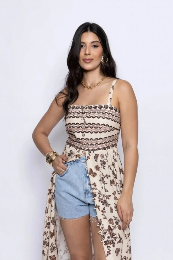 Túnica Midi Estampa Butterfly