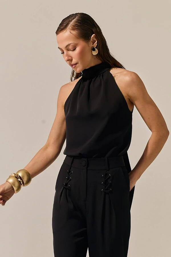 Blusa Halter Laço Crepe