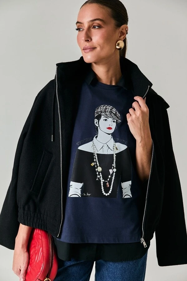 T-shirt Algodão Estampa Andrea Boina