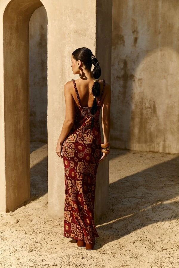 Vestido Longo Estampa Tapeçaria