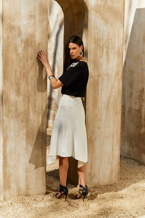 T-shirt Silk Frontal Bordado