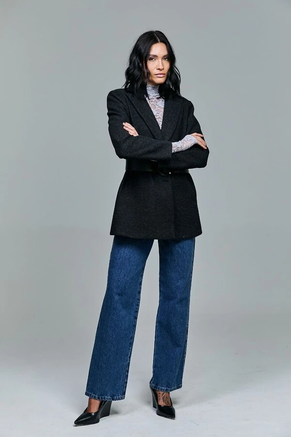 Casaco Alongado Em Lã Batida Mescla