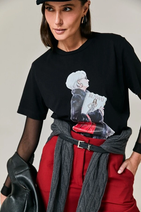 T-shirt Algodão Estampa Miranda