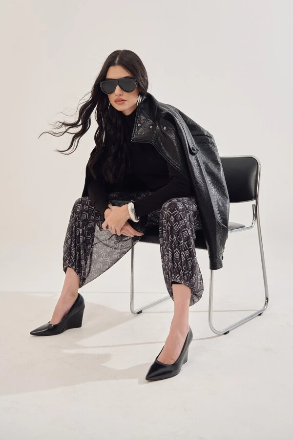 Jaqueta Oversized Biker Em Couro Sintético