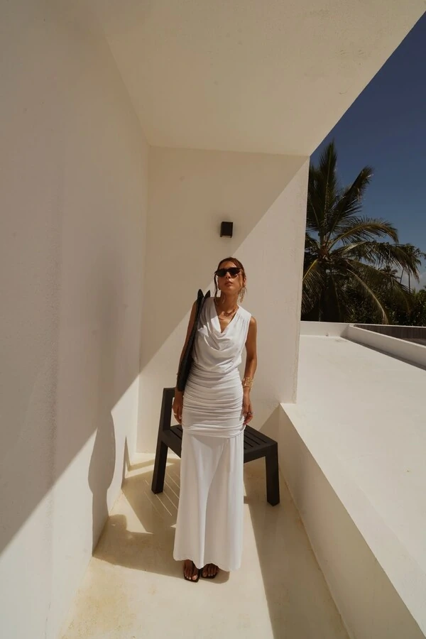 Vestido Drapeado C/ Saia Removivel