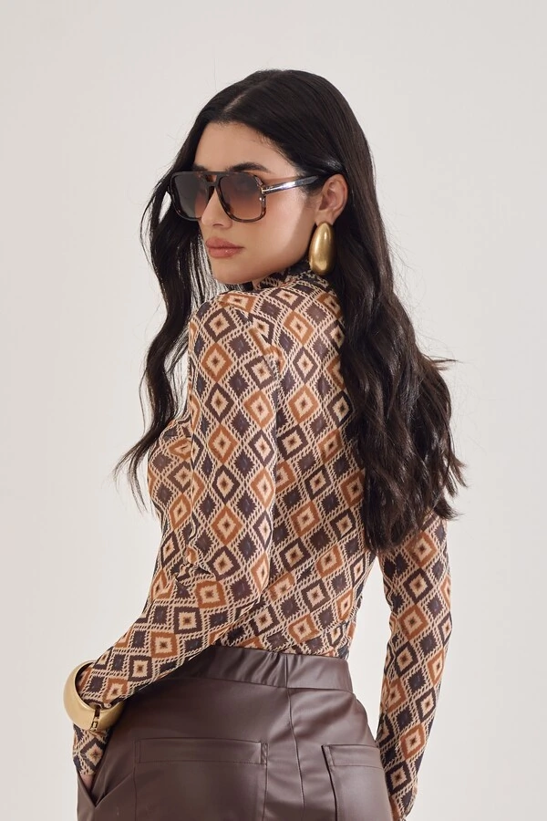Segunda Pele em Tule Estampado