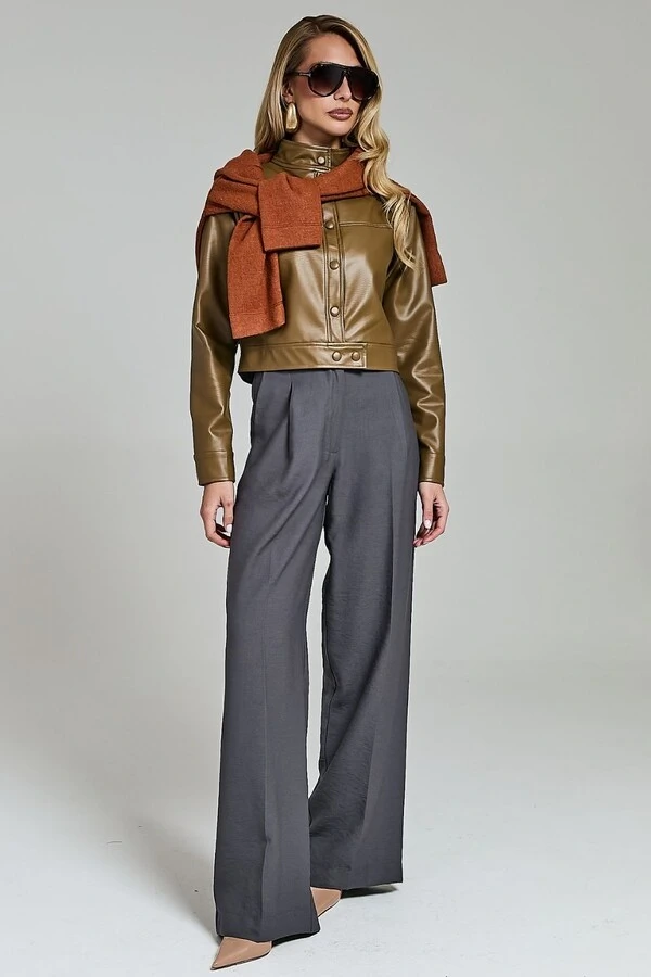 Jaqueta Cropped Couro