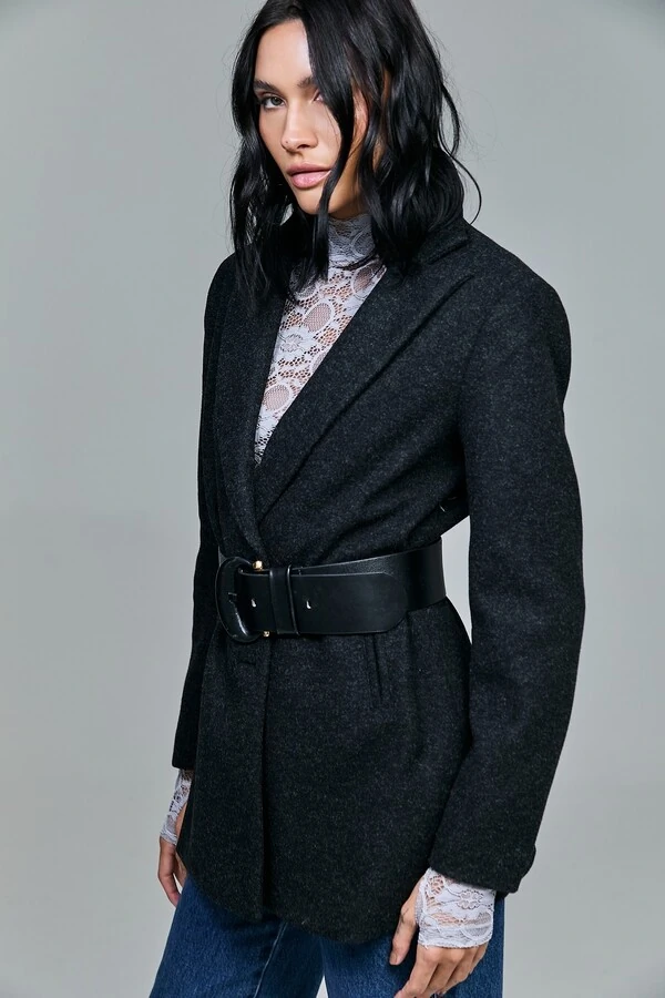 Casaco Alongado Em Lã Batida Mescla