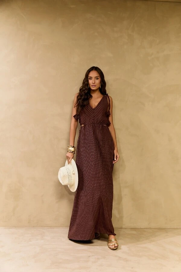 Vestido Longo Risca de Giz