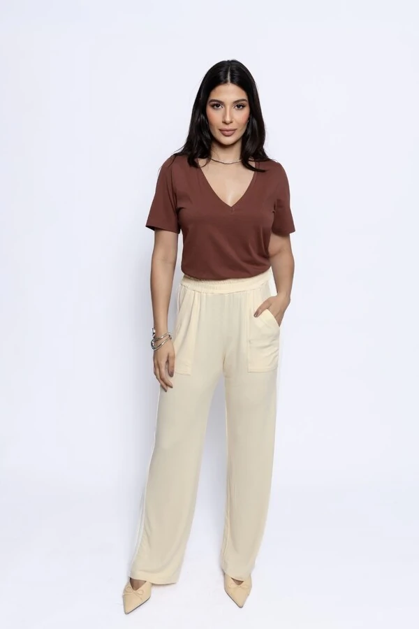 T-shirt Retinha Decote V