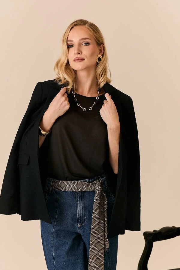 Blazer Alongado Com Lapela