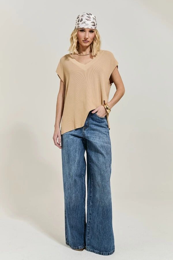 Calça Jeans Wide Leg Estonada